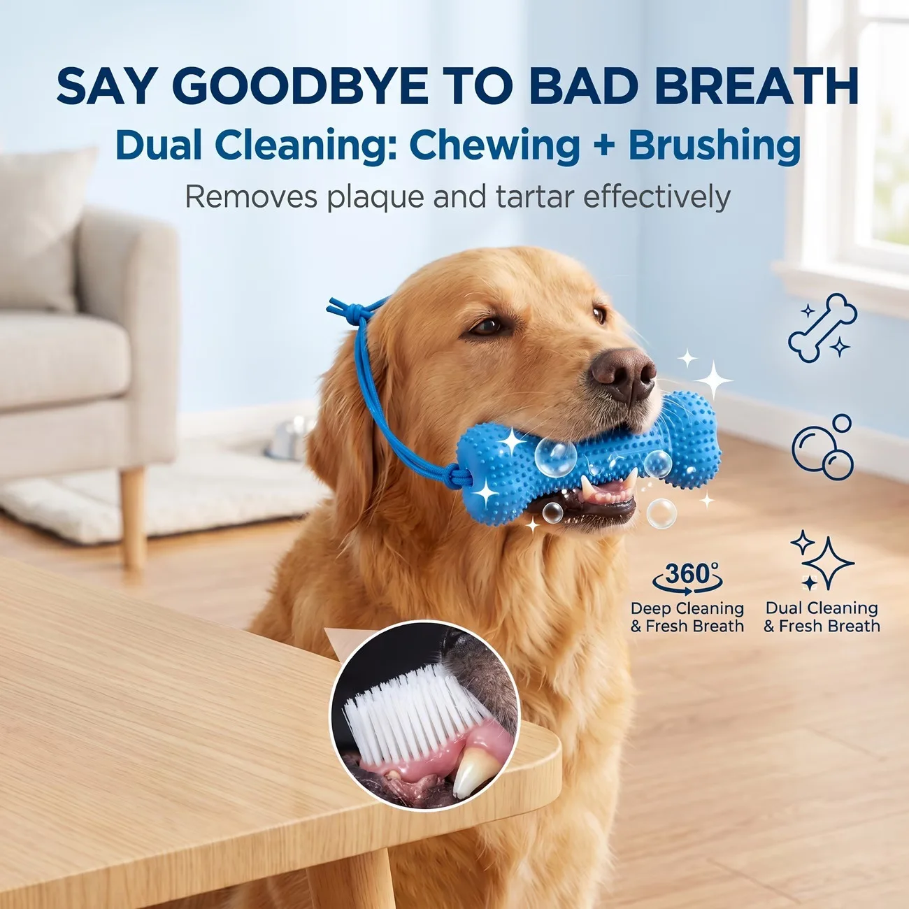 Juguete reutilizable para perr - Teeth Cleaning Dog Chew Bone reseña y precio